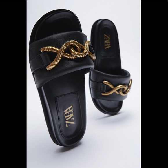 NWT ZARA Metal Buckle Flat sandals